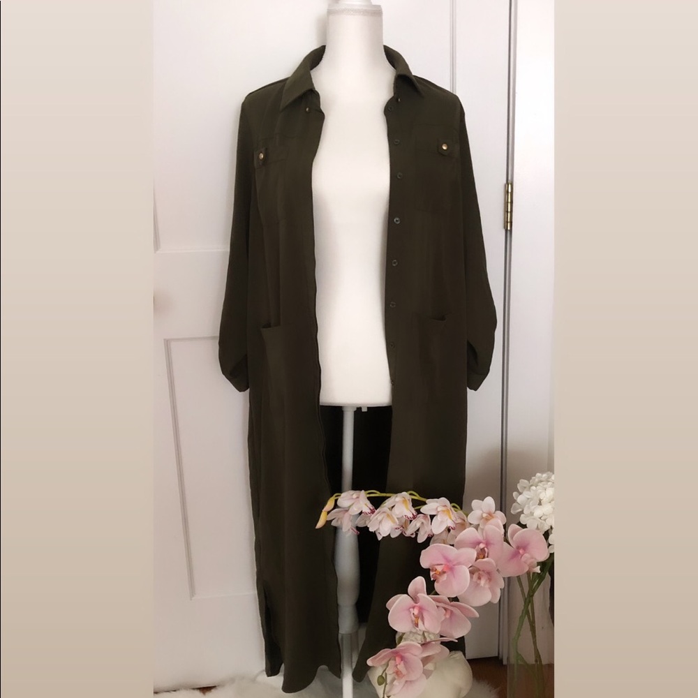 Forest green duster kimono